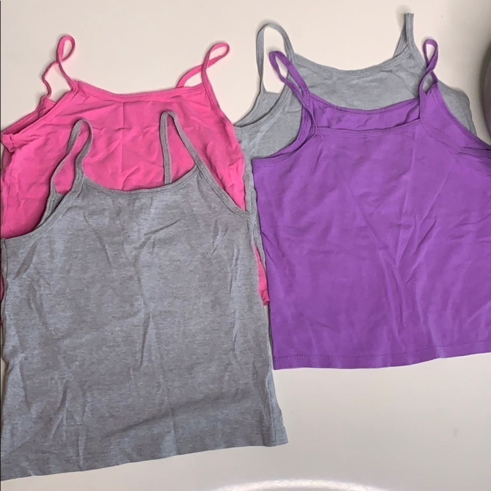 Hanes Bundle Little Girl Tank Tops pink gray purple 4 pack